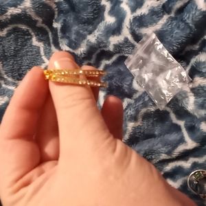 Gold tone oblong crystal earrings